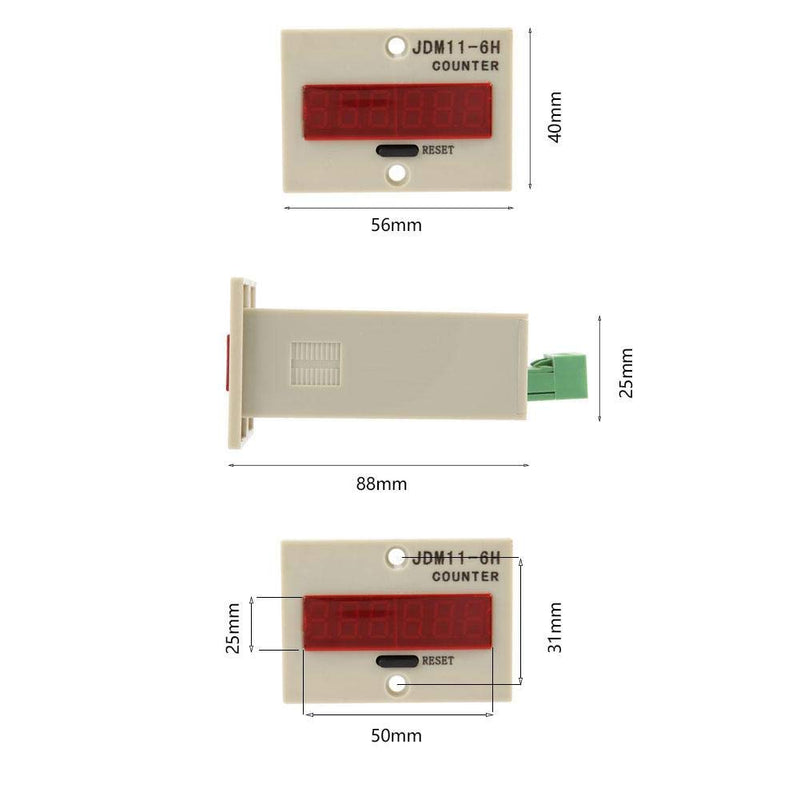 DIGITEN 0-999999 Digital LED Counter Electronic Counter Mini Customer Traffic Counter Electronic Totalizer (DC24V) (DC24V)