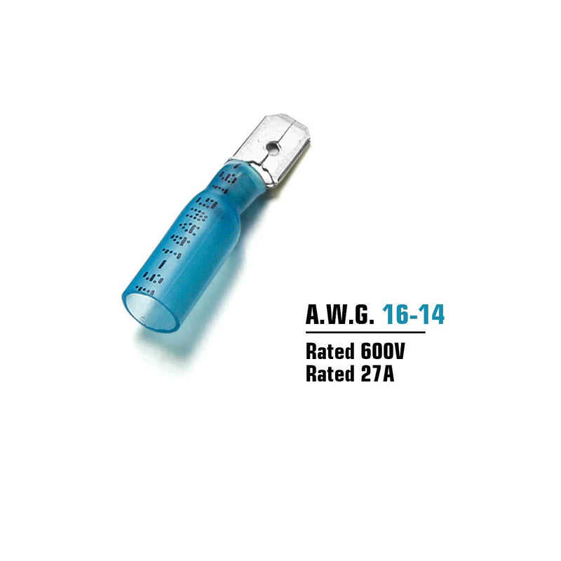 200PCS Heat Shrink Male Spade Connectors - Sopoby Electrical Spade Terminals - Heat Shrink Wire Connectors Crimp Connectors - 16-14 AWG 200 Male Spade
