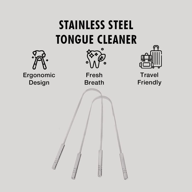 Pink Woolf Stainless Steel Tongue Cleaner, 2 Pack with Travel Case and Unique Identifying Mark, Scrapes All Gunk, Fights Bad Breath, Improves Oral Hygiene
