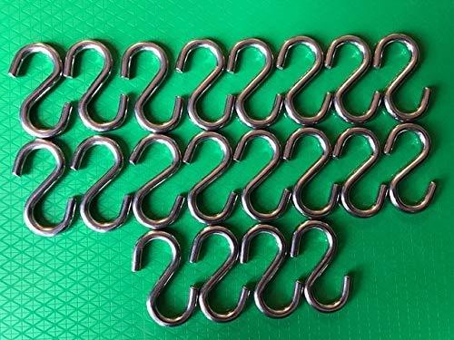 S Hook - Marine Grade 316 Stainless Steel 1.56" Long, 5/32" Thick Metal Hook for Hanging and Utility Use (20) 20