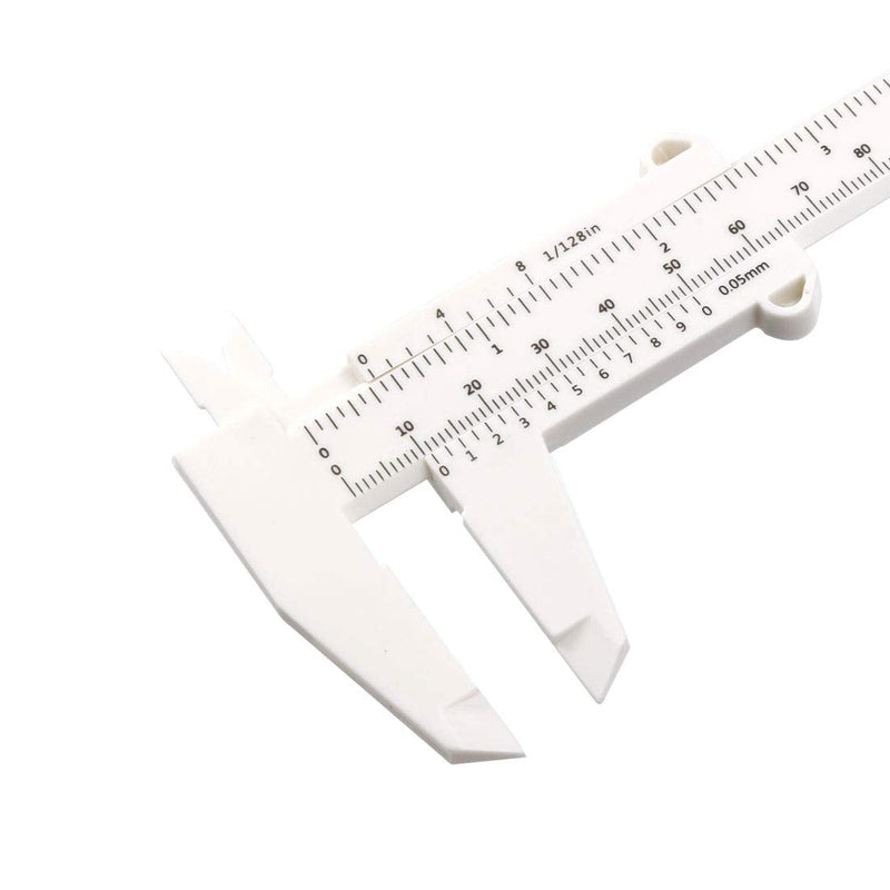 uxcell Vernier Caliper 150mm 6 Inch Metric Mini Double Scale Plastic Ruler Measuring Tool White 2pcs