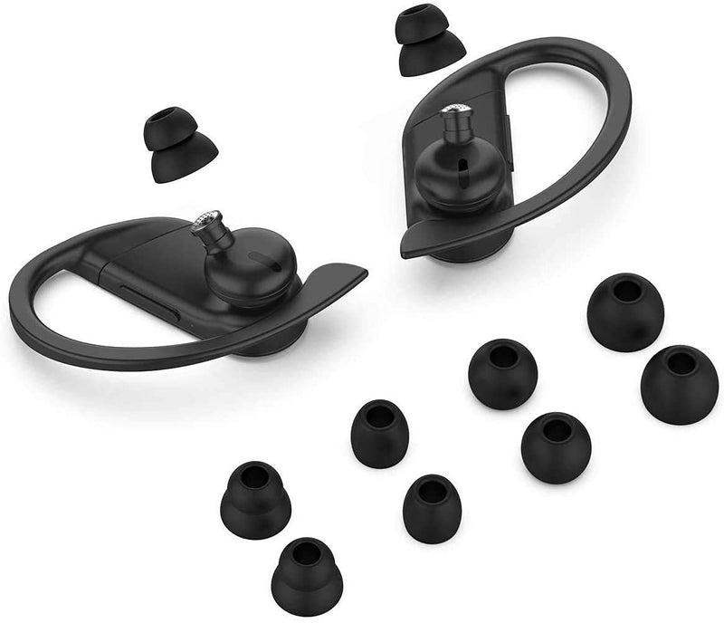 8pcs Eartips Earbuds Eargels Replacement for Beats Powerbeats Pro Wireless Earphone Headphones (Black) Black