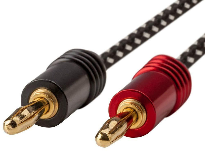 Monoprice Premium Braided Speaker Wire 14AWG - With Gold Plated Banana Plug Connectors - Affinity Series, 1 Pack, 6 Foot Red/Black