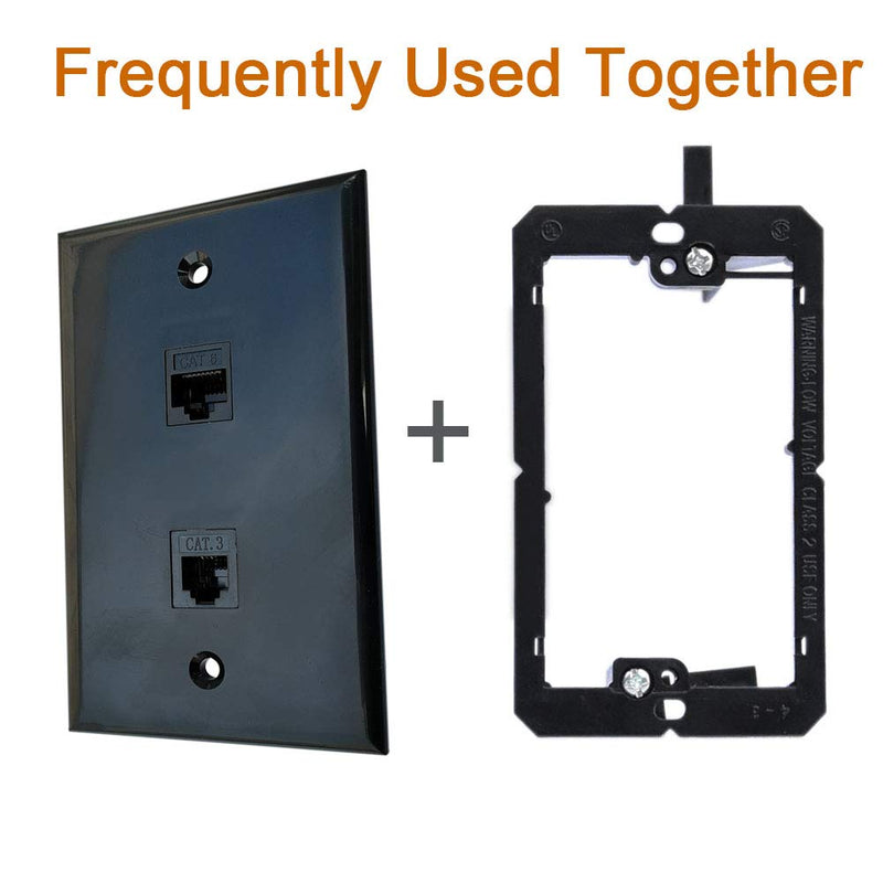 BOPLAT Ethernet Phone Jack Wall Plate Black -Single Gang CAT6 RJ45 and RJ11 CAT3 Telephone Cover Plate for CAT7/CAT6/CAT5e Ethernet Cable and Phone Line