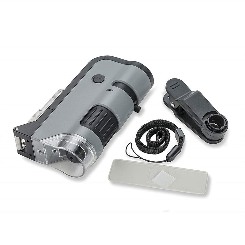 Carson MicroFlip 100x-250x pocket microscope with smartphone adapter for photos and videos (MP-250)
