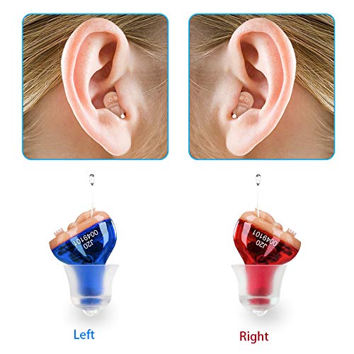 IncenSonic Mini Sound Amplifier, Ear Sound Enhancer, Noise Reduction, Enhanced Speech, Feedback Cancellation, Suitable for Adults (Blue, Left)