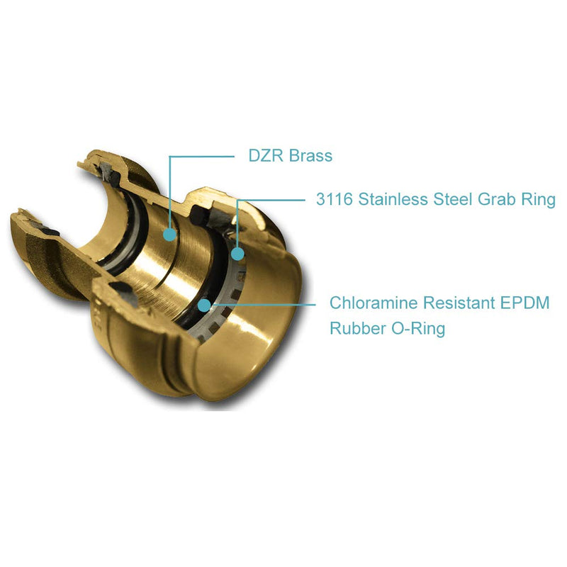 SharkBite 24626LFA 90 Degree Hose Bibb, 1/2 Inch x 3/4 inch MHT, Water Valve Shut Off, Push-to-Connect, PEX, Copper, CPVC, PE-RT 8 Inch