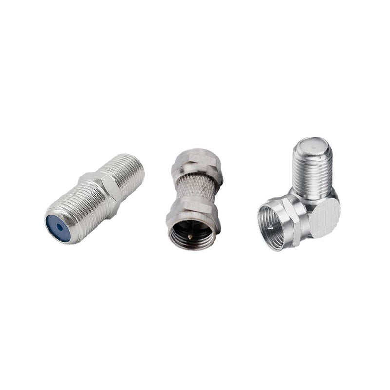 RedYutou Coaxial Cable F Type Seriesï¼ˆF Type Female/Male RA ï¼‰ Connector Adapter Coaxial RG6 Adapter for Cable Adapter and Wall Plates Coax Conversion 90 Degree (Pack of 6) F series Adapter