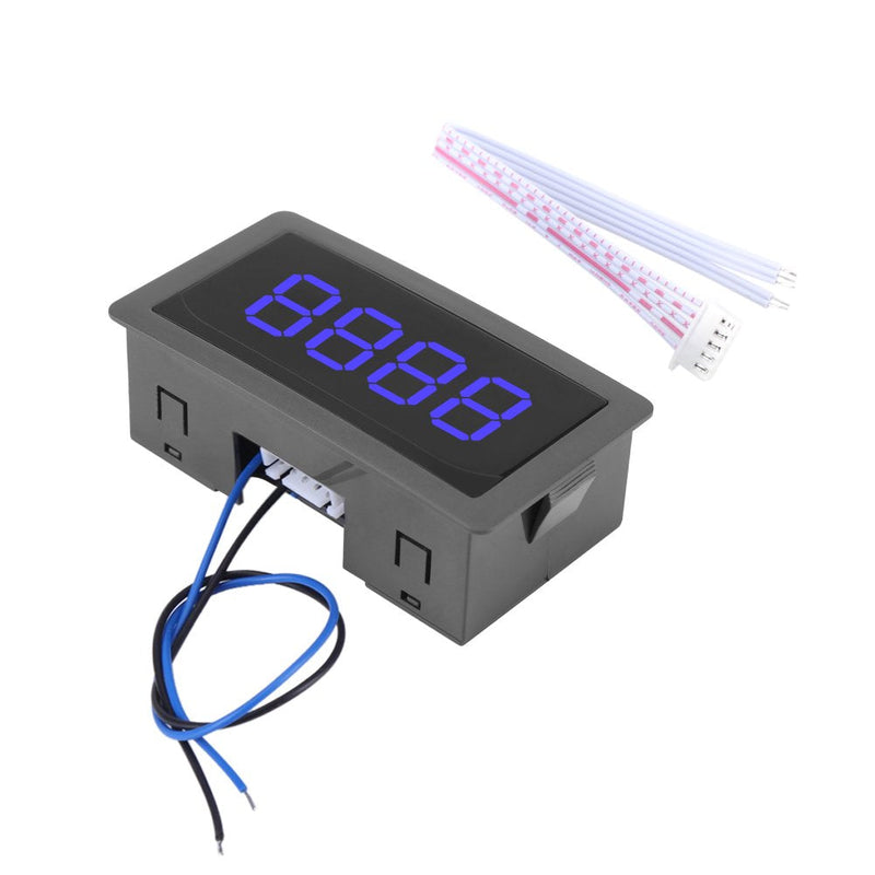 FTVOGUE Auto Digital Counter LED Digital Display 4 Digit 0-9999 Up/Down Plus/Minus Panel Counter Meter with Cable(Blue) Blue