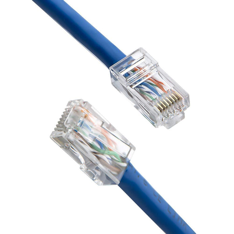 Cat6 RJ45 Ends, CableCreation 100-PACK Cat6 Connector, Cat6 / Cat5e RJ45 Connector, Ethernet Cable Crimp Connectors UTP Network Plug for Solid Wire and Standard Cable, Transparent 100PCS