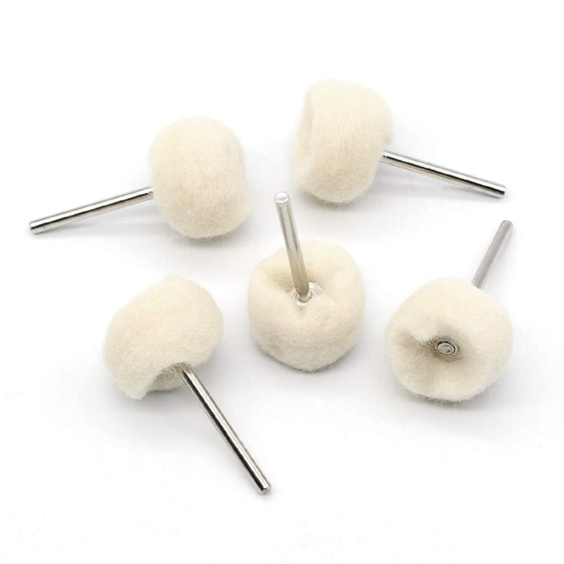 KiKiHong Pack of 25 Wool Polishing Discs with Shaft Soft Polishing Disc for Dremels Rotary Tools