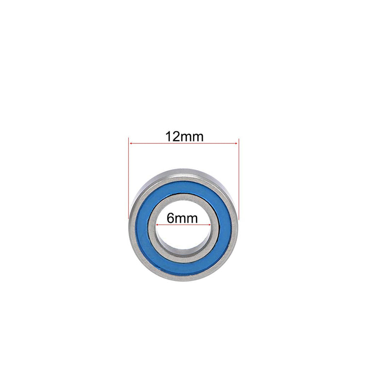 uxcell MR126-2RS Deep Groove Ball Bearings 6mm Inner Dia 12mm OD 4mm Bore Double Sealed Chrome Steel Blue Seal Z2 20pcs