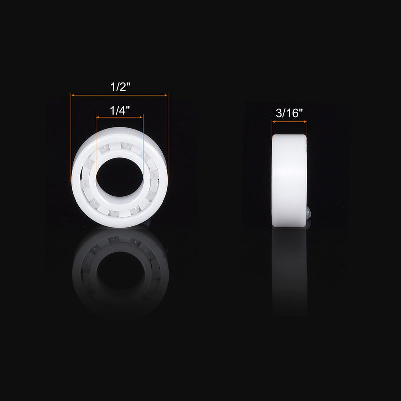 uxcell R188 Full Ceramic Bearings 1/4"x1/2"x3/16" Deep Groove Miniature Ball Bearing Zirconia (ZrO2)