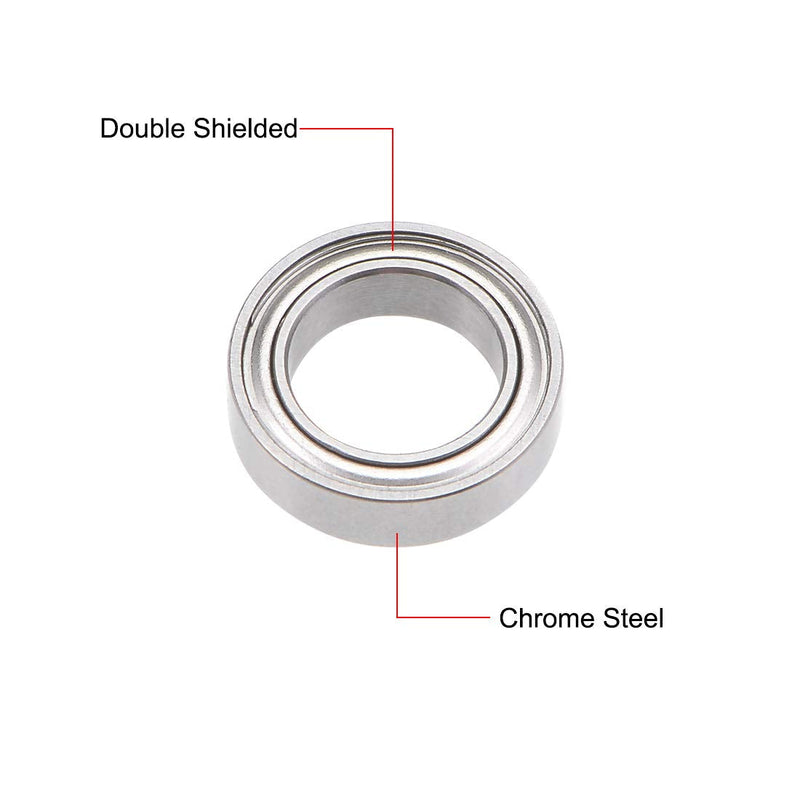uxcell MR117ZZ Deep Groove Ball Bearing 7x11x3mm Double Shielded Chrome Bearings 10pcs 7mmx11mmx3mm