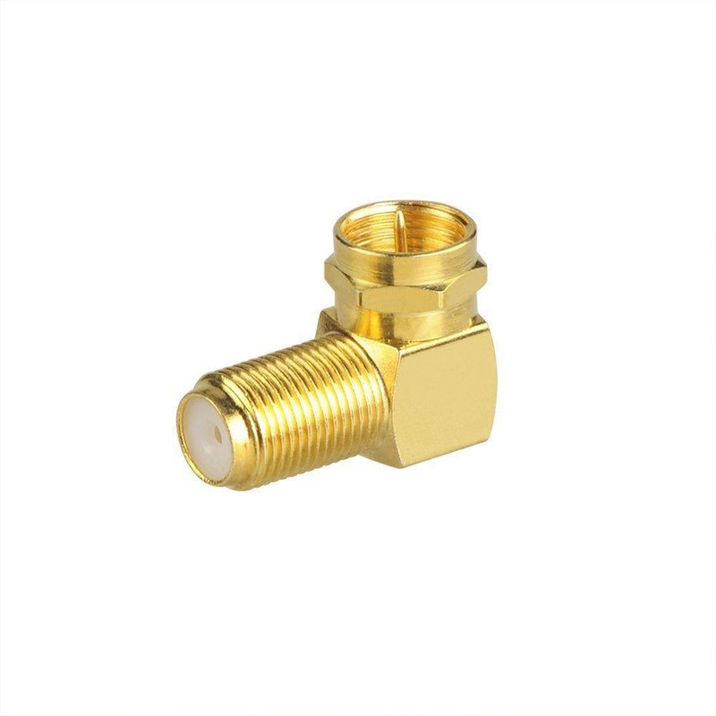 VCE 5-Pack 90 Degree Coaxial Connector, Right Angle F-Type RG6 Male to Female Adapter Gold Plated