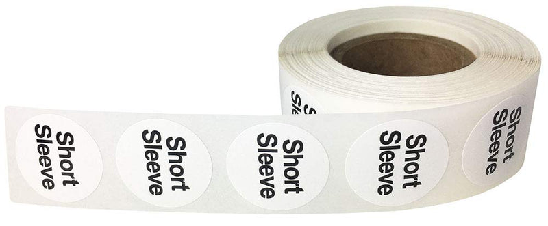 White Circle Short Sleeve Clothing Size Stickers for Retail Apparel 0.75 Inch 500 Total Adhesive Labels