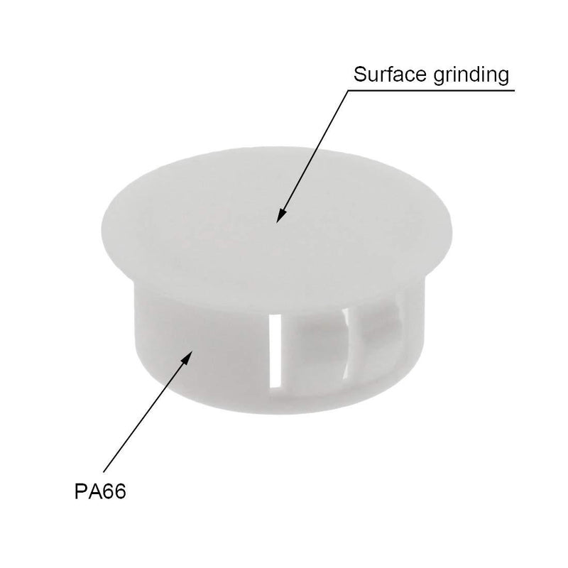 Suiwotin 60PCS 13mm (1/2") White Hole Plugs Plastic Flush Type Hole Plugs Snap in Locking Hole Tube, Furniture Fencing Post Pipe Insert End Caps (White) 13mm (1/2")