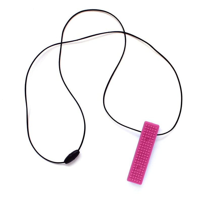 ARK's Brick Stick Textured Chew Necklace Made in The USA (Soft, for MILD Chewing ONLY, Please Read Description for More Options) - Magenta