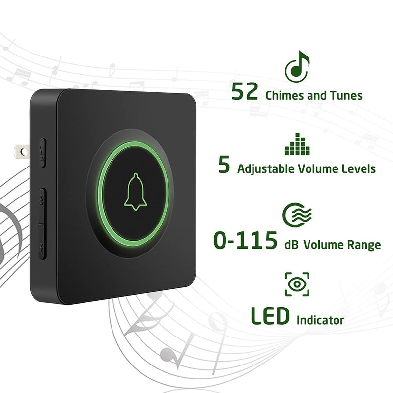 AVANTEK Wireless Doorbell over 1300 Feet Wireless Range, Waterproof Door Bell Kit with 2 Buttons, 56 Melodies & 5 Volume Levels