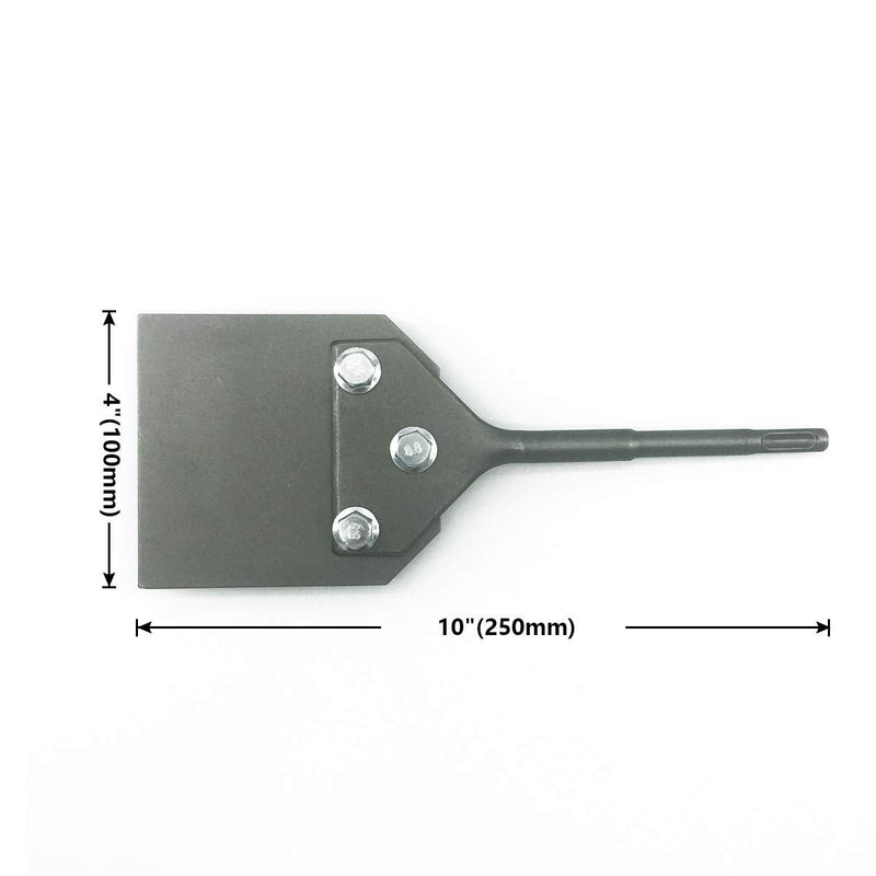 SPKLINE 4 Inch Wide SDS-Plus Floor Scraper Tile & Thinset Scaling Chisel SDS-Plus Shank 4" x 10" Thinset Scraper Adhesives Remover Wall Scraper Fits SDS-Plus Rotary Hammers and Chipping Hammer Drills