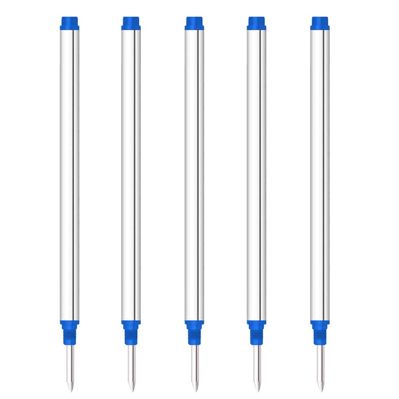 DunBong Spiral Refill, Replaceable Gel Ink Rollerball Refills 5 Pack, 0.5mm Medium Point, Threaded Rolling Ball Refills (Blue) Blue