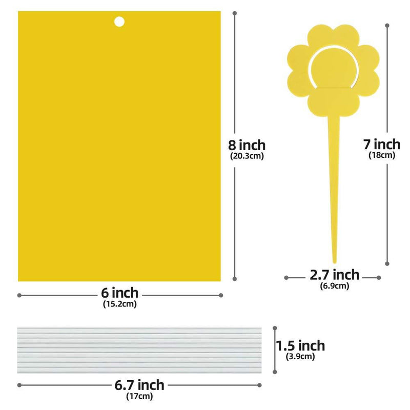 Kensizer 10-Pack Yellow Sticky Gnat Traps Killer for Indoor/Outdoor Flying Plant Insect Like Fungus Gnats, Whiteflies, Aphids, Leaf Miners, Other Flying Plant Insects - 6x8 in, Twist Ties Included
