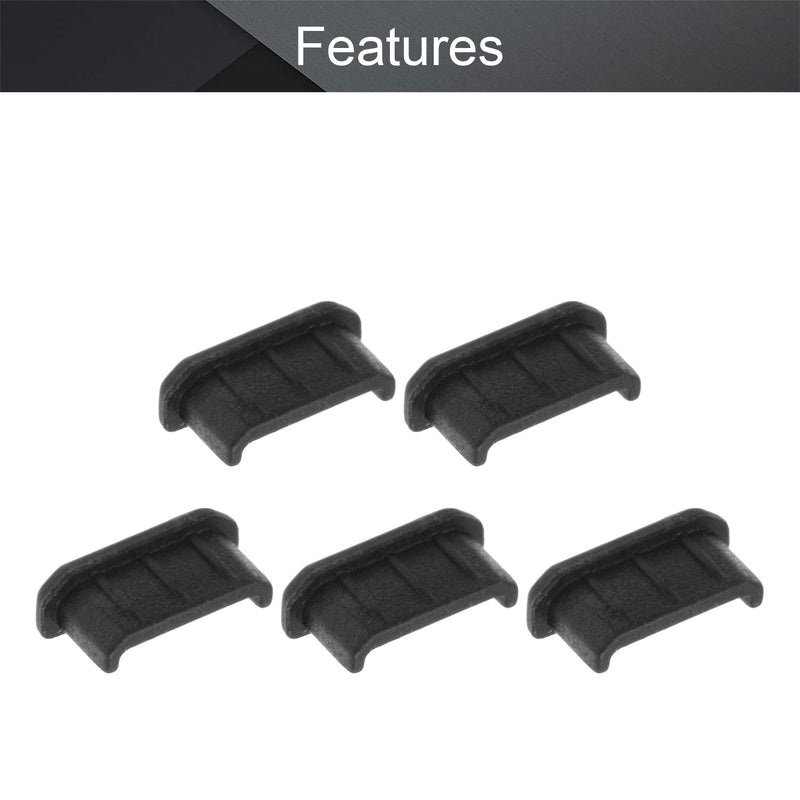 Fielect 5Pcs Silicone Mini-HDMI Anti Dust Cover Plugs Silicone Protector Stopper Cap Black for Female Port Black for TV, Computer, 11.5 x 5.5 x 4mm