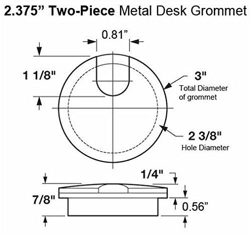 Two-Piece Design 2-3/8" Metal Grommet (Brushed Nickel) | 2 Pack Set 2 Pieces Brushed Nickel