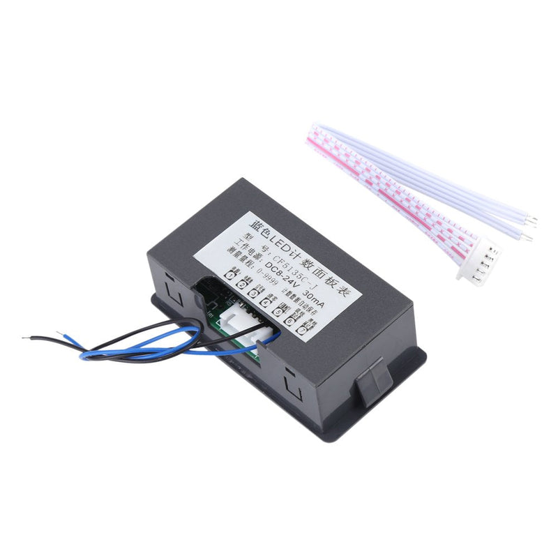 Digit Counter, DC 8-24V 4 Digit LED Digital Display 0-9999 Up/Down Plus/Minus Panel Counter Meter with Cable (Blue)