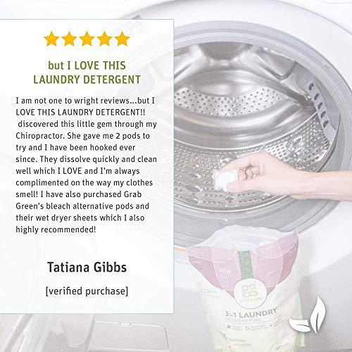 Grab Green Natural 3 in 1 Laundry Detergent Pods, Free & Clear/Unscented, 24 Loads, Fragrance Free, Organic Enzyme-Powered, Plant & Mineral-Based, 13.5 Ounce 24 Count (Pack of 1)