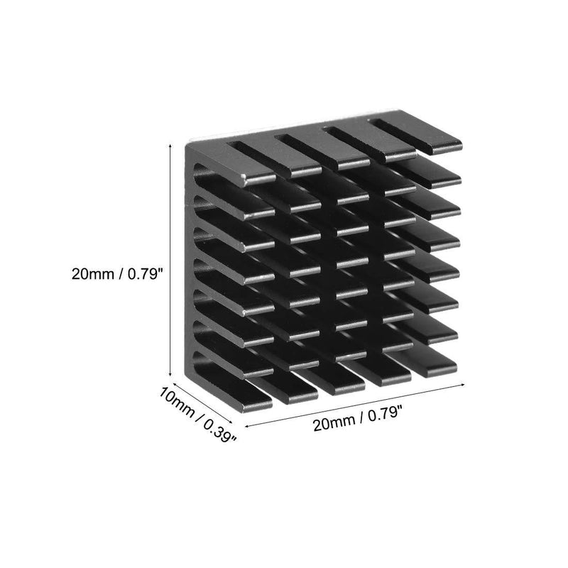 uxcell 10x20x20mm Black Aluminum Heatsink Thermal Adhesive Pad Cooler for Cooling 3D Printers 6Pcs 20x20x10mm