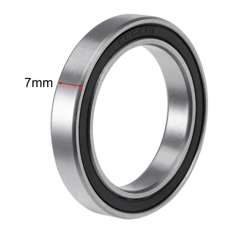 uxcell 6806-2RS Deep Groove Ball Bearing 30x42x7mm Double Sealed ABEC-3 Bearings 2-Pack