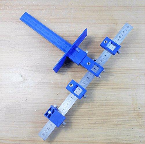 Power Tools Punch Locator, Drill Guide Sleeve Cabinet Hardware Jig/Template Wood Drilling Dowelling for Installation of Handles, Knobs on Doors and Drawer Pull-Blue Plastic Polycarbonate Plastic with Steel