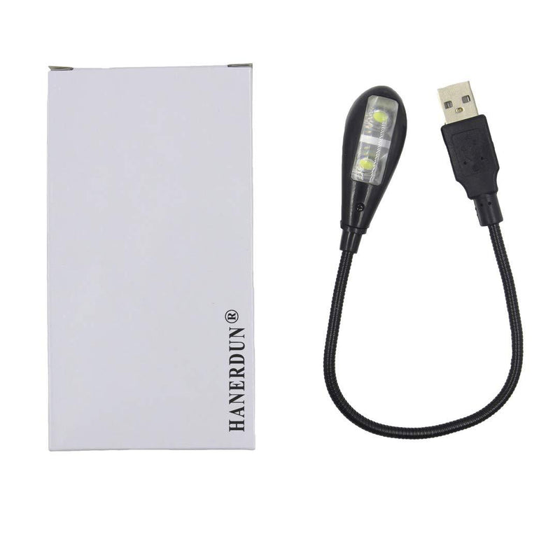 Hanerdun Bright LED USB Lamp Light Reading Lamp for Laptop Flexible Neck Black