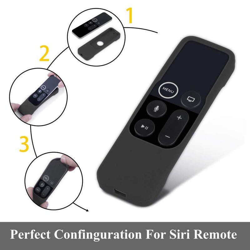 Case Compatible with Apple TV 4K/ 4th Gen Remote Light Weight Anti-Slip Shock Proof Silicone Cover for Controller for Apple TV Siri Remote - Chartreuse Black