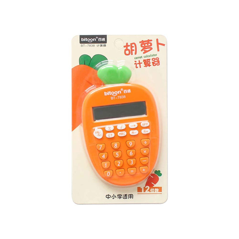 Toyvian Small Electronic Calculator Carrot Shape 12-Digit Portable Calculator Study Office School Supplies for Kids Students