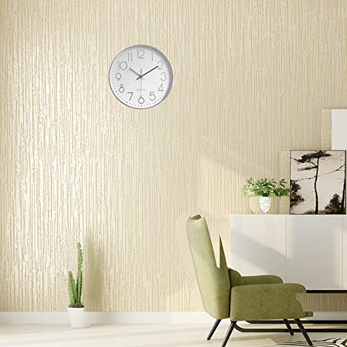Foxtop Modern Wall Clock Silent Non-Ticking Battery Operated Round Silver Wall Clock for Office School Home Living Room Bedroom Bathroom Kitchen Decor 12 inch