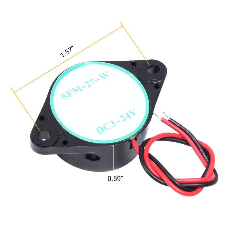 2 PCS Buzzer Alarm Electronic Beep Buzzer DC 3V 12V 24V Active Piezo Buzzer 100dB Tone Alarm Ringer Continous Sound DC 12V 100dB