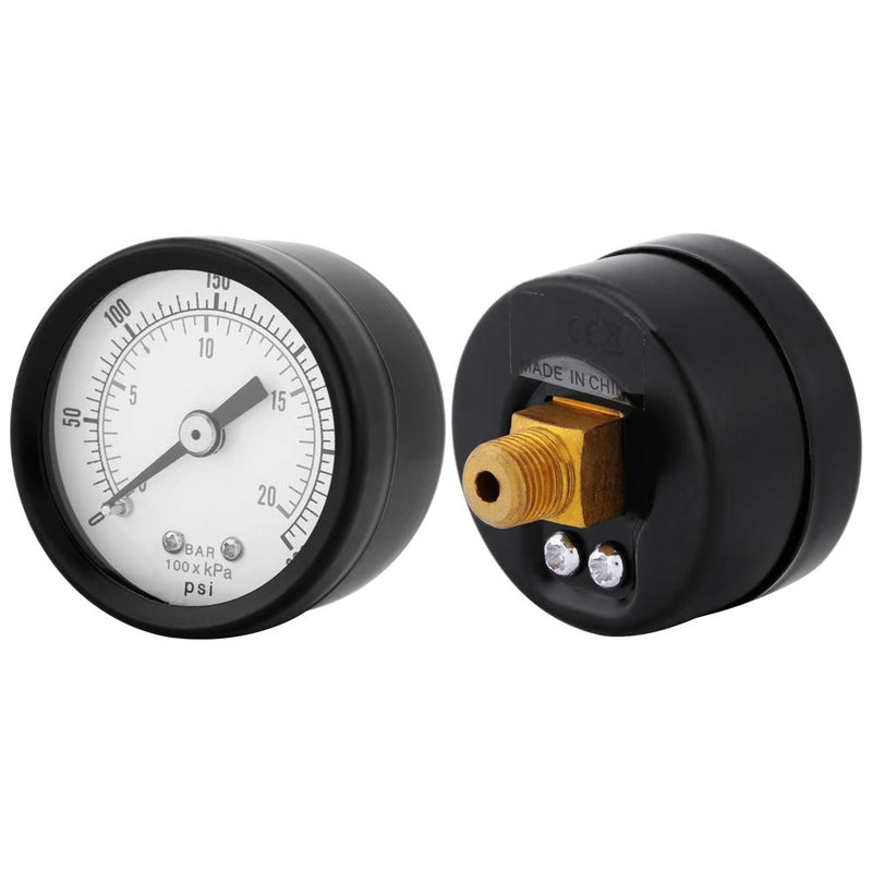 Horizontal pressure gauge, 0-20 bar/0-300 psi 1/8" BSPT mini pressure gauge compressed air water pressure gauge mechanical pressure gauge compressed air pressure gauge for fuel air oil water
