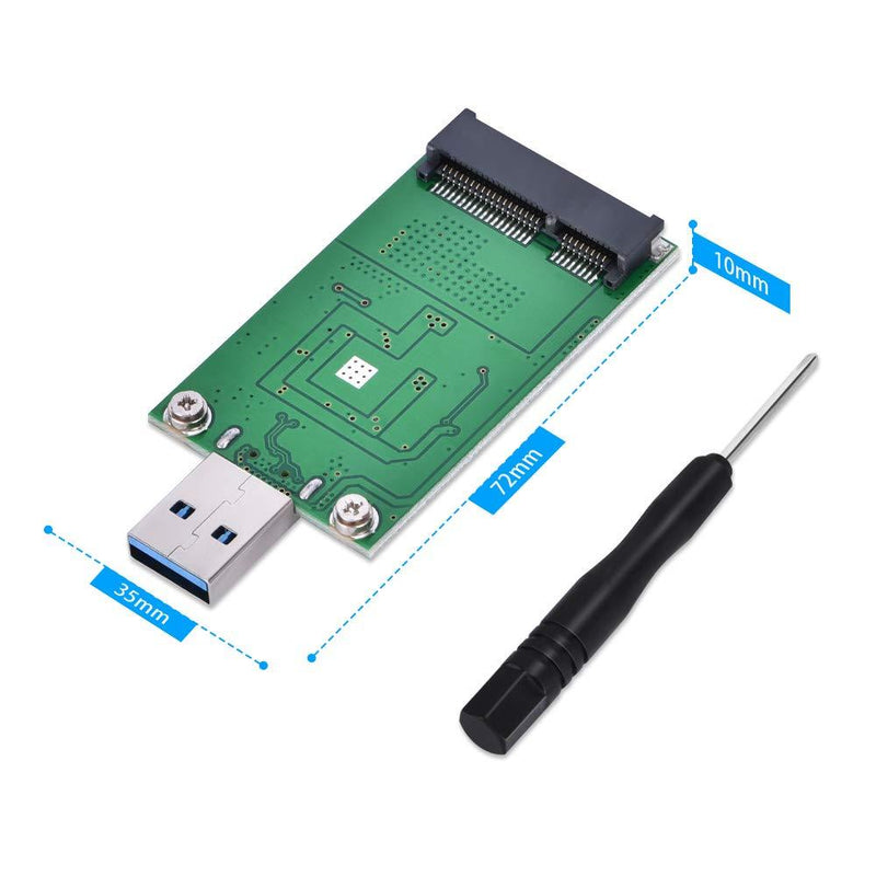 mSATA Adapter, ELUTENG mSATA to USB 3.0 Adapter, USB mSATA SSD Reader, 50mm Mini SATA Converter as Portable Flash Drive External Hard Drive (No Cable Needed)