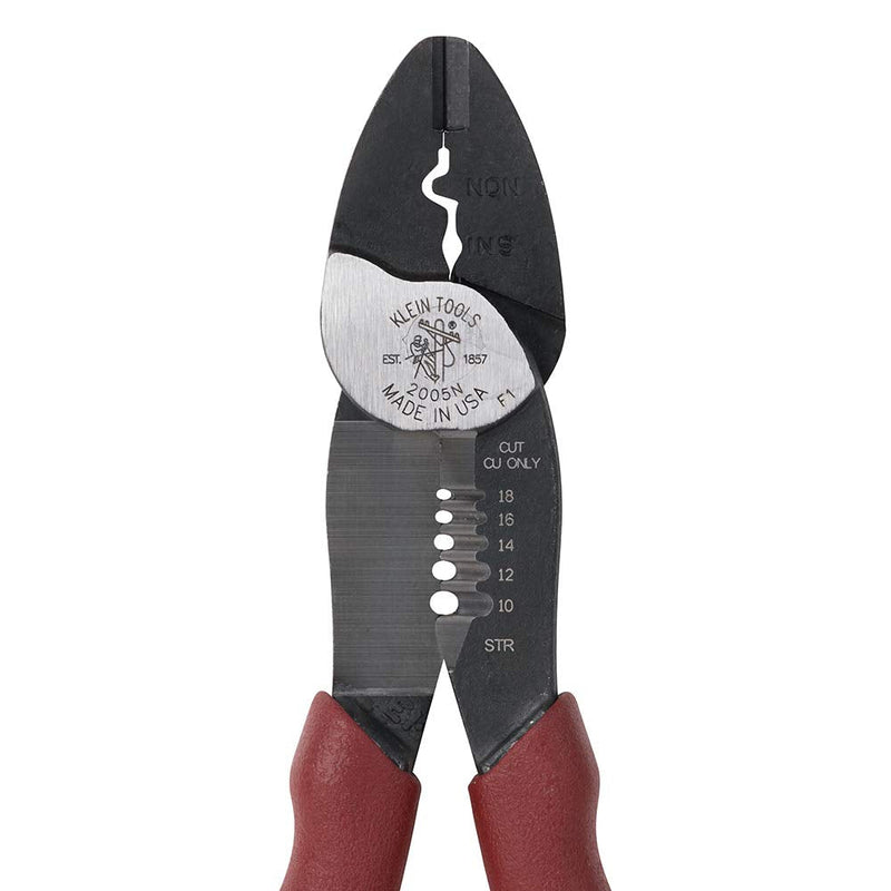 Klein Tools 2005N Wire Cutter, Stripper, Crimper Tool, Strips 10-18 AWG Stranded, Crimps 10-22 AWG Terminals, with Shear Cutter