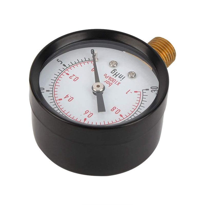 Universal Fitted Vacuum Pressure Gauge, 2" Vacuum Pressure Gauge for Air Compressor Water Oil Gas 1/4" NPT Lower Mount MF
