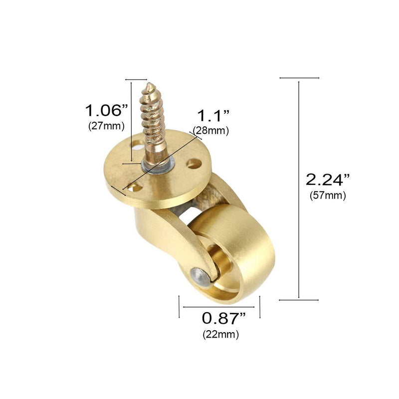 RZDEAL 2PCS Universal Caster Stem 360 Degree Rotation Brass Heavy Wheel Hardware Movable for Trunk Box Furniture Cabinet Sofa Trolley Chairs Bed
