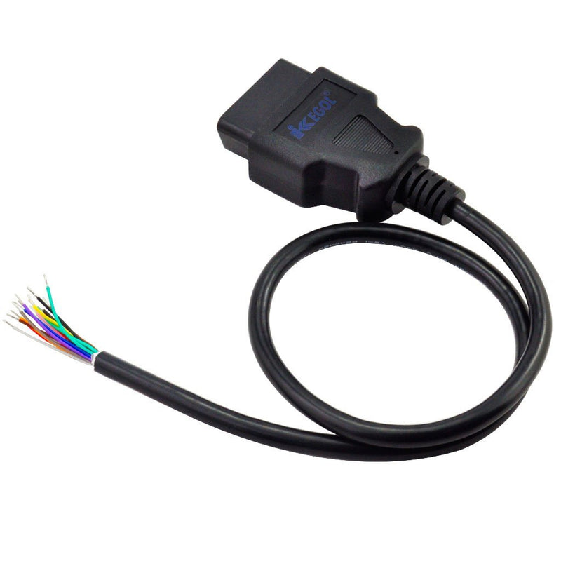 iKKEGOL 16 Pin J1962 OBD2 OBD-II Male Connector to Open Plug Wire, OBD Diagnostic Extension Cable Pigtail for DIY (60cm 24" inch, 2ft) 1x Male connector Pigtail