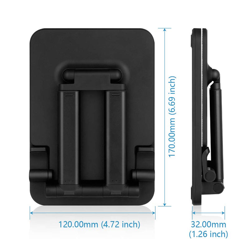 Pepper Jobs Tablet Holder Solid Sturdy Stand, Dual Tube Foldable for Ipad Pro Holder Stand, Universal Tablet Stand, Portable Monitor Stand Adjustable Height and Viewing Angle Extremely Stable (Black) Black