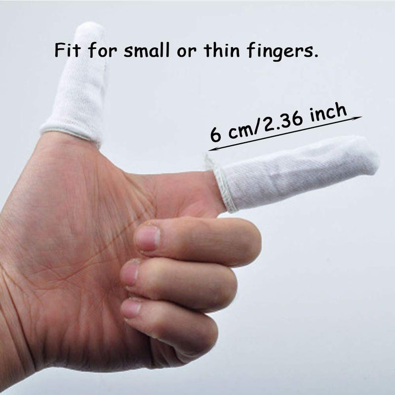 200 Pcs Cotton Finger Cots Small Finger Guards Hand Thumb Fingertips Sleeves Protector by EORTA, Comfortable, Breathable, Absorb Sweat, Reusable, Protect The Wound from Infection, White, Very Small