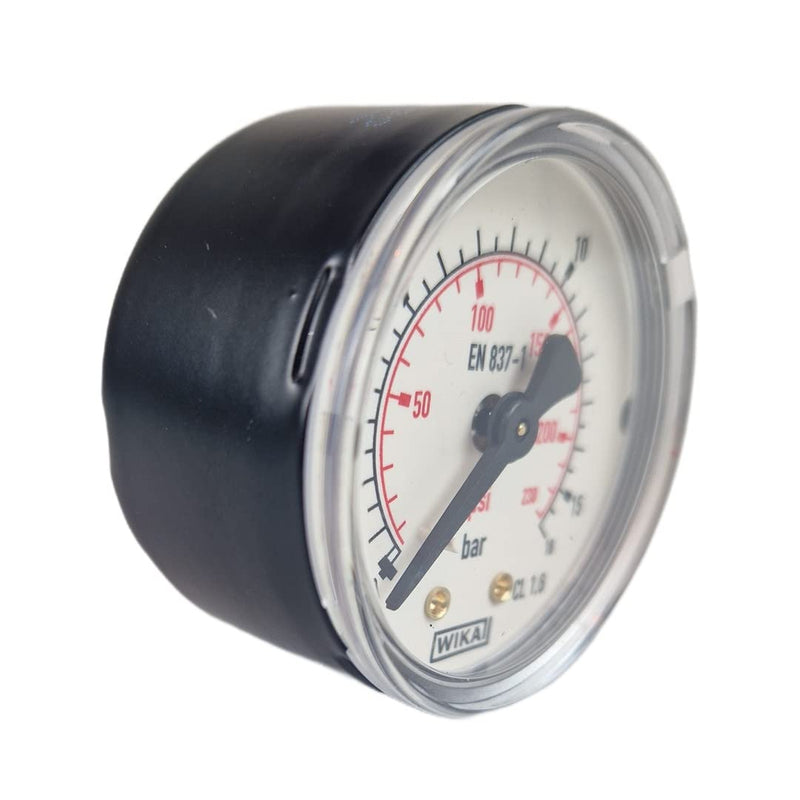 Fittingstore - 50mm horizontal pressure gauge G 1/4" external thread display range 0-16 bar