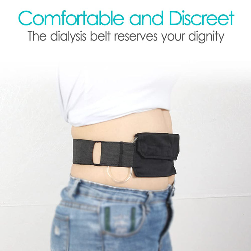 [2 Pack] Peritoneal Dialysis Belt Comfortable Cotton PD Catheter G-Tube Feeding Tube Peg Holder Dialysis Accessories for Stomach Women Men Adults Black Medium (Pack of 2)