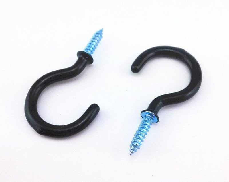 Yueton 50pcs Vinyl Coated Screw-in Ceiling Hooks Cup Hooks (Black) Black
