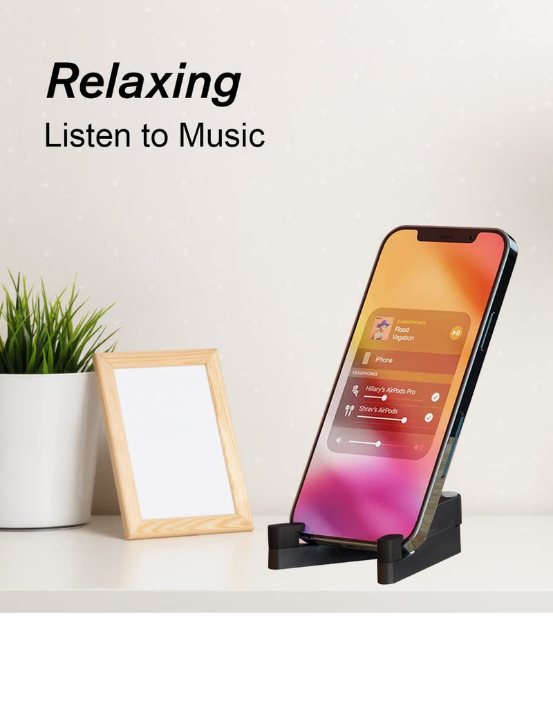 MONEER Cell Phone Stand, Universal Mini Size Portable Aluminum Alloy Foldable Phone Holder for Desk, Compatible with All Mobile Phone, iPhone, iPad Mini, Tablet 4-10.5" Desk Accessories (Black) Black